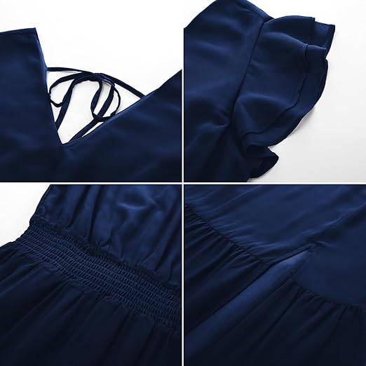 Tiered Midi Dress 2025 Ruffle V Neck Wedding Guest Dress