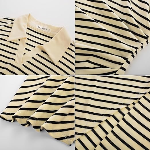 Women’s Polo V Neck Midi Dress Side Slit Ruched Summer